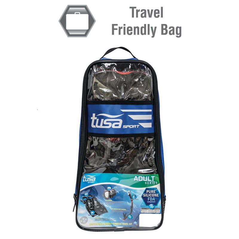 TUSA طقم سفر TUSA Sport للبالغين من قناع Powerview، أنبوب تنفس جاف، وزعانف، كبير، أسود/أخضر محيطي، UP-2521B-BKOG-L - Image 2